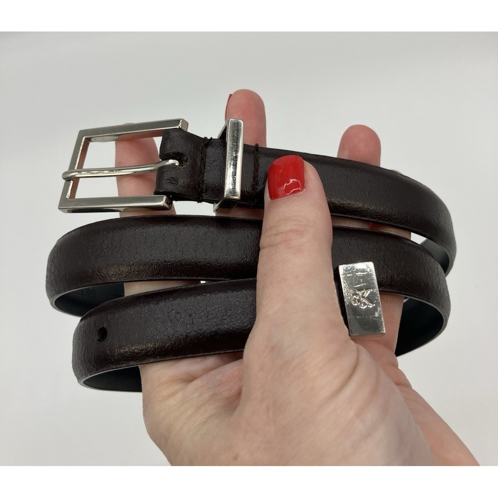 Calvin Klein Leather Belt Women S Black CK Logo Classic Preppy Minimalist Office